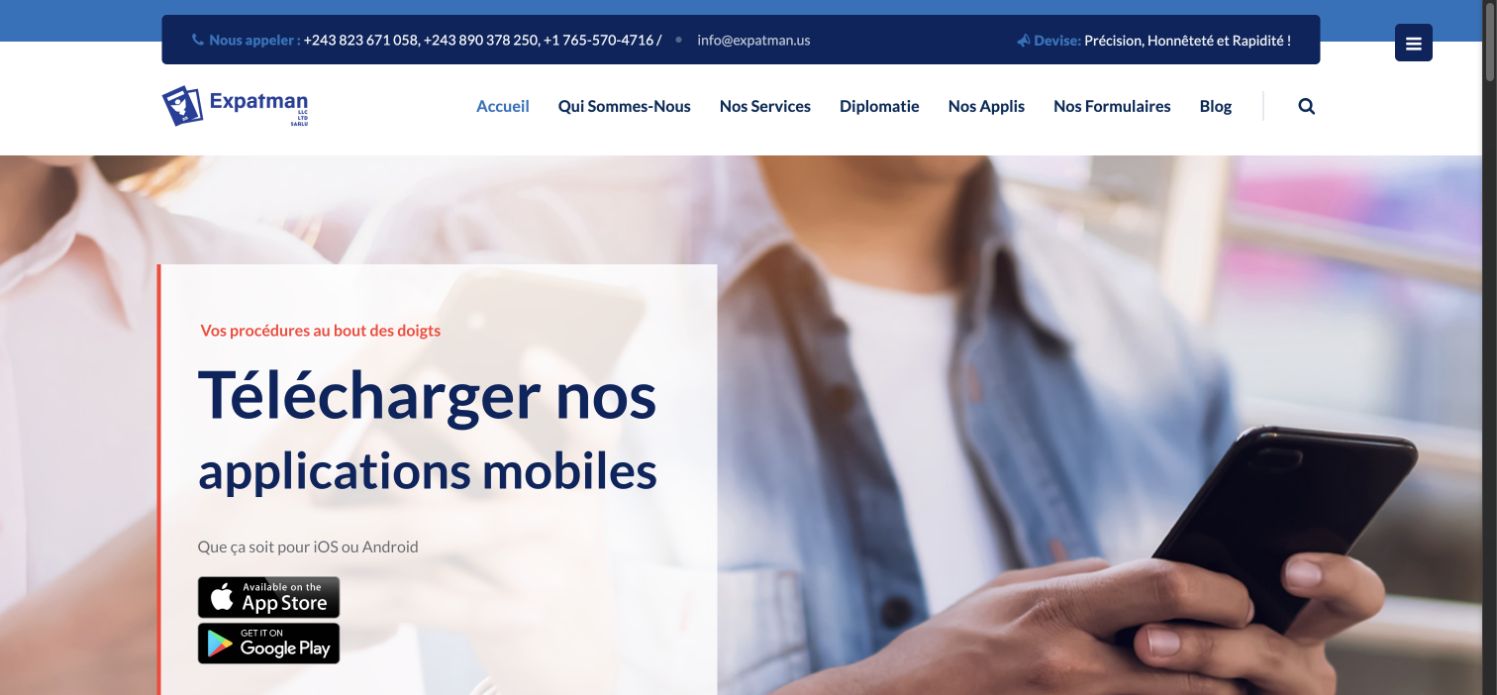 Aperçu du site Expatman RDC